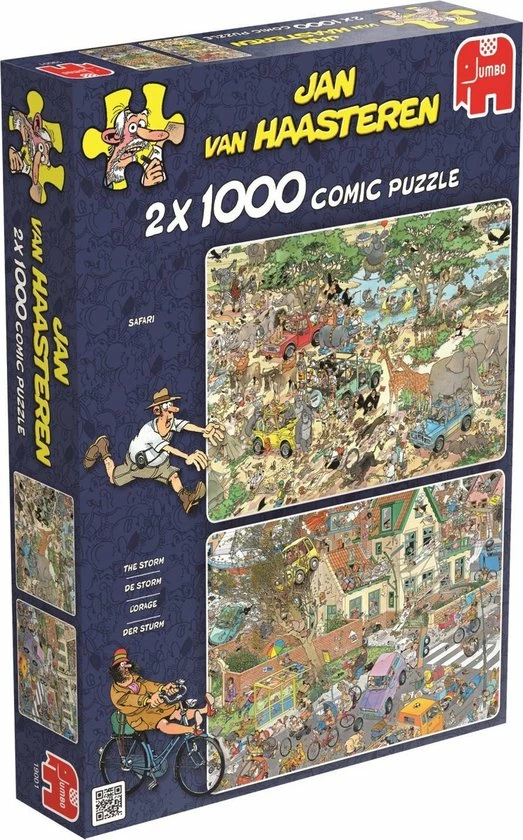 Jan Van Haasteren Safari & Storm 2-in-1 Puzzel - 2 X 1000 Stukjes 3 Jan Van Haasteren Safari & Storm 2-in-1 Puzzel - 2 X 1000 Stukjes