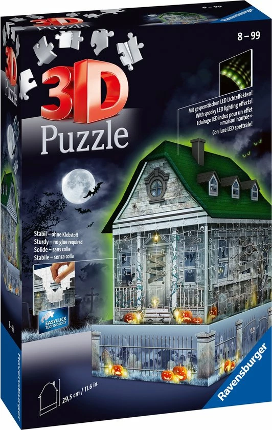 Ravensburger Spookhuis Night Edition - 3D Puzzel - 216 Stukjes 3 Ravensburger Spookhuis Night Edition - 3D Puzzel - 216 Stukjes