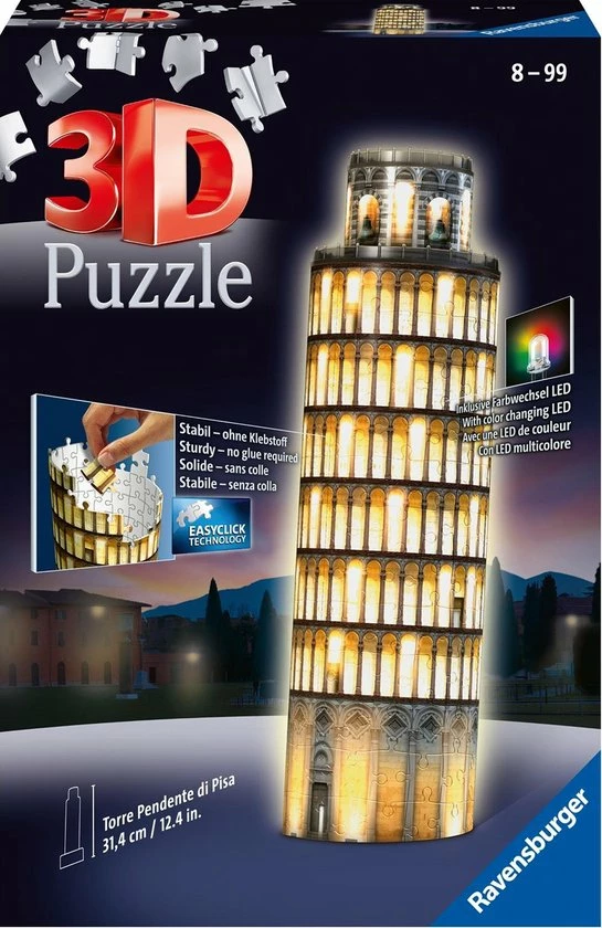 Ravensburger Toren Van Pisa 3D Puzzel Night Edition - 216 Stukjes 9 Ravensburger Toren Van Pisa 3D Puzzel Night Edition - 216 Stukjes - Afbeelding 7