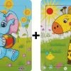 Aslan? 2 Houten Puzzels Van 9 Stukjes - Dieren: Olifant En Giraffe - Voor Kinderen Van 1-4 Jaar