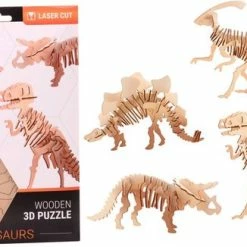 Merkloos Houten 3D Dinosaurus Puzzel, 4 Assorti -Exporteren puzzels winkel 550x326 2