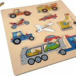 Pucts Houten Kinderpuzzel Voertuigen - Auto - Motor - Vliegtuig - Vrachtwagen -Exporteren puzzels winkel 550x330 1