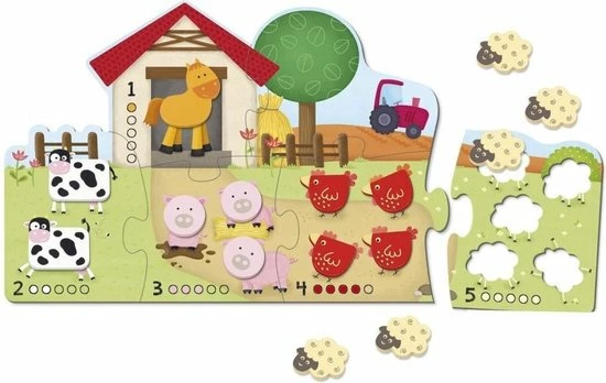 Goula Vormenpuzzel Boerderij Hout - Leren Tellen - 21 Stukjes 11 Goula Vormenpuzzel Boerderij Hout - Leren Tellen - 21 Stukjes - Afbeelding 9