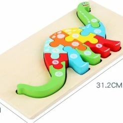 Merkloos Kinderpuzzel - Hout - 10 Stukjes - Dinosaurus - Schoencadeautje Sinterklaas -Exporteren puzzels winkel 550x358 1