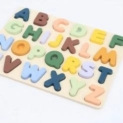 HOUTEN ALFABET PUZZEL - ALFABET PUZZEL HOUT Voor Kinderen Met Trendy Kleuren - Alfabet Leren - Speelgoed 3 JAAR -Mint And Milo -Exporteren puzzels winkel 550x365