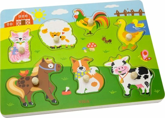 Vigatoys Viga Toys Houten Geluidspuzzel - Boerderijdieren 3 Vigatoys Viga Toys Houten Geluidspuzzel - Boerderijdieren