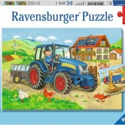 Ravensburger Puzzel Op De Bouwplaats En Boerderij - 2x12 Stukjes - Kinderpuzzel