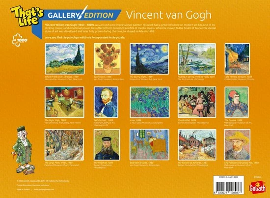 Goliath That's Life Gallery Edition: Vincent Van Gogh - 1000 Puzzelstukjes - Legpuzzel (68x48cm) 6 Goliath That's Life Gallery Edition: Vincent Van Gogh - 1000 Puzzelstukjes - Legpuzzel (68x48cm) - Afbeelding 4