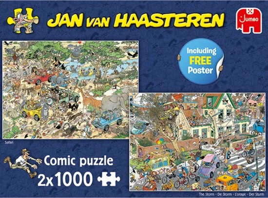 Jan Van Haasteren Safari & Storm 2-in-1 Puzzel - 2 X 1000 Stukjes 11 Jan Van Haasteren Safari & Storm 2-in-1 Puzzel - 2 X 1000 Stukjes - Afbeelding 9