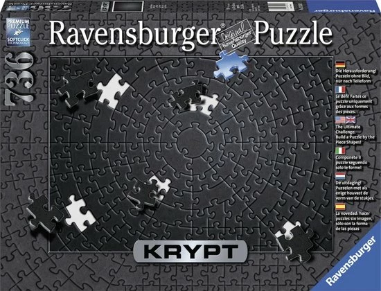 Ravensburger Krypt Puzzel Zwart - Legpuzzel - 736 Stukjes 4 Ravensburger Krypt Puzzel Zwart - Legpuzzel - 736 Stukjes - Afbeelding 2