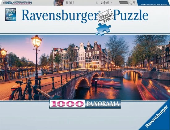 Ravensburger Panorama Puzzel Avond In Amsterdam - Legpuzzel - 1000 Stukjes 3 Ravensburger Panorama Puzzel Avond In Amsterdam - Legpuzzel - 1000 Stukjes