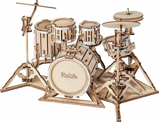 Robotime 3D Houtenpuzzel Muziekinstrument Drumstel, TG409, 19x13,5x11cm - 6946785116816 3 Robotime 3D Houtenpuzzel Muziekinstrument Drumstel, TG409, 19x13,5x11cm - 6946785116816
