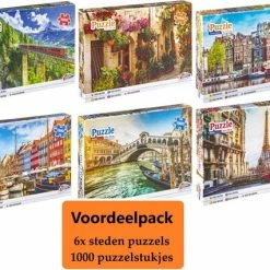 Grafix Voordeelpack 6x Puzzel 1000 Stukjes Volwassenen | Verschillende Steden Puzzels | Afmeting 50 X 70 CM | Legpuzzel -Exporteren puzzels winkel 550x426 6