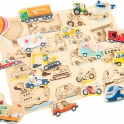 New Classic Toys Houten Legpuzzel Voertuigen - 16 Puzzelstukjes - FSC 100%-gecertificeerd Hout
