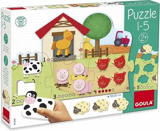 Goula Vormenpuzzel Boerderij Hout - Leren Tellen - 21 Stukjes 3 Goula Vormenpuzzel Boerderij Hout - Leren Tellen - 21 Stukjes