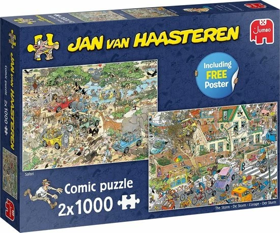 Jan Van Haasteren Safari & Storm 2-in-1 Puzzel - 2 X 1000 Stukjes 4 Jan Van Haasteren Safari & Storm 2-in-1 Puzzel - 2 X 1000 Stukjes - Afbeelding 2