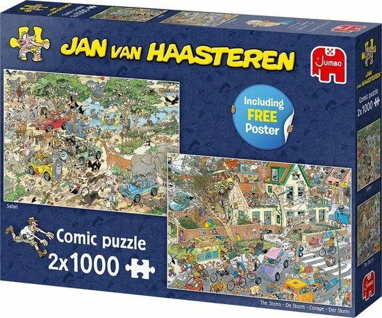 Jan Van Haasteren Safari & Storm 2-in-1 Puzzel - 2 X 1000 Stukjes 10 Jan Van Haasteren Safari & Storm 2-in-1 Puzzel - 2 X 1000 Stukjes - Afbeelding 8