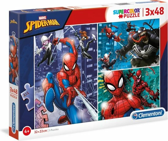 Spider-Man Puzzel Puzzle - 3 Puzzles In 1 - 3 X 48 - Vanaf 4 Jaar - Clementoni - Spiderman 3 Spider-Man Puzzel Puzzle - 3 Puzzles In 1 - 3 X 48 - Vanaf 4 Jaar - Clementoni - Spiderman