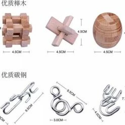 Merkloos IQ Puzzel 3D - Metaal En Hout - 6 Verschillende Breinbrekers -Exporteren puzzels winkel 550x485 2