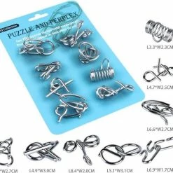 ICollection Metalen IQ Puzzels - 8 Stuks - Breinbrekers - Type 1/Blauw - Schoencadeau