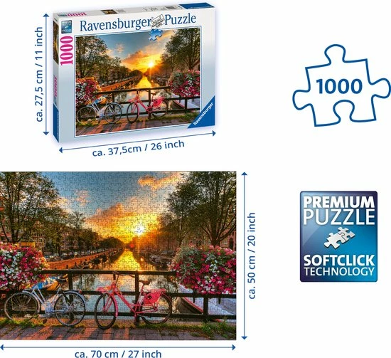 Ravensburger Puzzel Fietsen In Amsterdam - Legpuzzel - 1000 Stukjes 7 Ravensburger Puzzel Fietsen In Amsterdam - Legpuzzel - 1000 Stukjes - Afbeelding 5