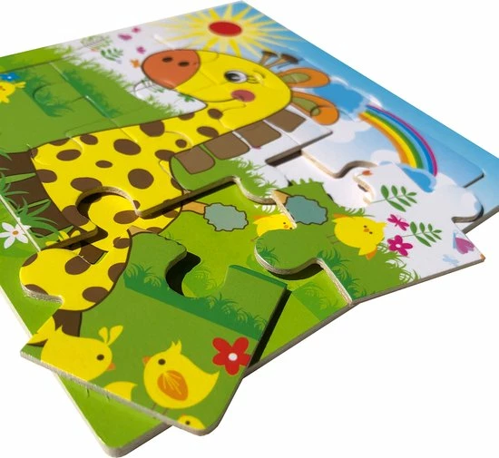 Aslan? 2 Houten Puzzels Van 9 Stukjes - Dieren: Olifant En Giraffe - Voor Kinderen Van 1-4 Jaar 7 Aslan? 2 Houten Puzzels Van 9 Stukjes - Dieren: Olifant En Giraffe - Voor Kinderen Van 1-4 Jaar - Afbeelding 5