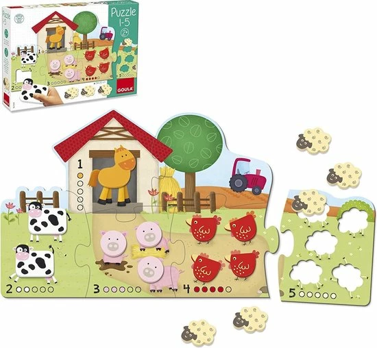 Goula Vormenpuzzel Boerderij Hout - Leren Tellen - 21 Stukjes 4 Goula Vormenpuzzel Boerderij Hout - Leren Tellen - 21 Stukjes - Afbeelding 2