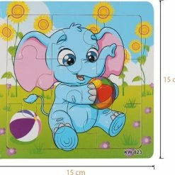 Aslan? 4 Houten Puzzels Van 9 Stukjes - Dieren: Panda, Kikker, Olifant En Giraffe - Voor Kinderen Van 1-4 Jaar -Exporteren puzzels winkel 550x511
