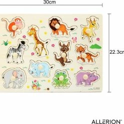 Allerion? Allerion Houten Puzzel Set - 4 Stuks Legpuzzels Vanaf 1 Jaar - STEM Speelgoed - Voertuigen - Boerderij - Dierentuin Fruit -Exporteren puzzels winkel 550x533 7