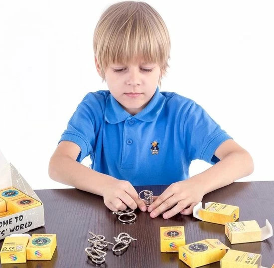 Enjoy Puzzles IQ Puzzels 3D - Metaal - 32 Stuks - Breinbrekers - Traktatie 8 Enjoy Puzzles IQ Puzzels 3D - Metaal - 32 Stuks - Breinbrekers - Traktatie - Afbeelding 6