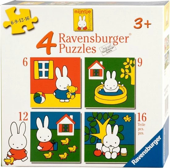 Ravensburger Nijntje. Vier Puzzels -6+9+12+16 Stukjes - Kinderpuzzel 12 Ravensburger Nijntje. Vier Puzzels -6+9+12+16 Stukjes - Kinderpuzzel - Afbeelding 10