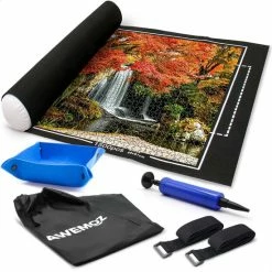 AWEMOZ Puzzelmat - Puzzelbord Ruimte Voor 500, 1000 & 1500 Stukjes - Puzzelen - Puzzel Voor Kinderen En Volwassenen - Oprolbare Legpuzzel Mat - Zwarte Portapuzzle - Opbergsysteem - Cadeau Voor Man & Vrouw