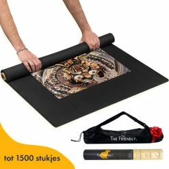The Friendly. The Friendly Puzzelmat 1500 Stukjes Voor Legpuzzel - Puzzel Opbergsysteem & Puzzelkleed Oprolbaar - Puzzelplaat - Puzzelbord - Portapuzzle De Luxe Puzzelkoffer - Puzzelmap 1500 Stukjes - 70x120cm
