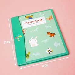Seizoenstunter Tangram Puzzel Magnetisch Voor Peuters En Kleuters - Educatief - Puzzelboek - Magneetboek - Houten Vormenpuzzel - 96 Puzzels - Groen