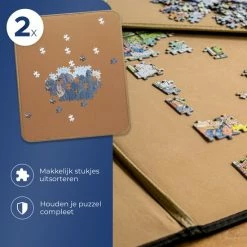 Just4Fun Puzzelmat Voor 800 - 1000 - 1250 Stukjes - 49cm X 85cm Puzzelbord - Puzzelmap Opbergsysteem Voor Legpuzzel Met Organiseer Vakjes - Portapuzzle -Exporteren puzzels winkel 550x550 401