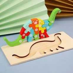 Femur Houten Kinderpuzzel Dino - Dieren Puzzel 3D Puzzel Goed Voor De Ontwikkeling Montessori Speelgoed Kinderspeelgoed