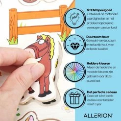 Allerion? Allerion Houten Puzzel Set - 4 Stuks Legpuzzels Vanaf 1 Jaar - STEM Speelgoed - Voertuigen - Boerderij - Dierentuin Fruit -Exporteren puzzels winkel 550x550 503