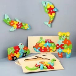 Merkloos Kinderpuzzel - Hout - 10 Stukjes - Dinosaurus - Schoencadeautje Sinterklaas -Exporteren puzzels winkel 550x550 551