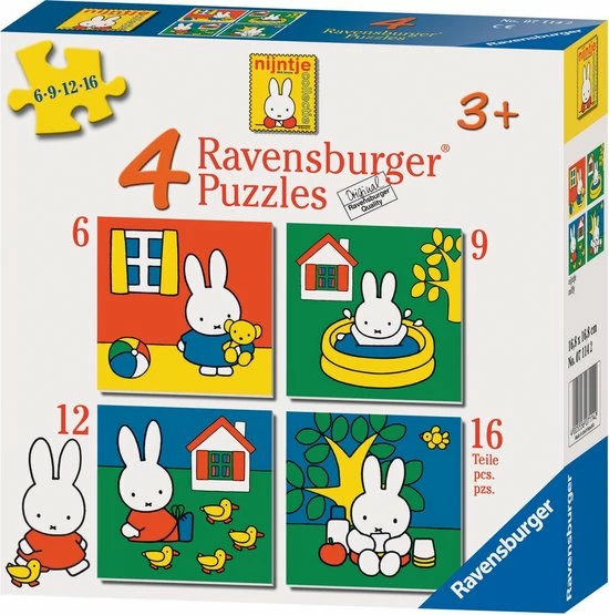 Ravensburger Nijntje. Vier Puzzels -6+9+12+16 Stukjes - Kinderpuzzel 8 Ravensburger Nijntje. Vier Puzzels -6+9+12+16 Stukjes - Kinderpuzzel - Afbeelding 6