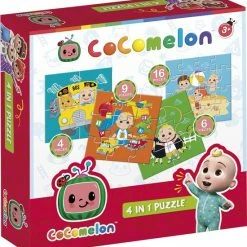 Bambolino Toys - Cocomelon 4 In 1 Puzzel - 4+6+9+16 Stukjes - Kinderpuzzel - Leren Puzzelen - Educatie Peuter Speelgoed -puzzel 3 Jaar En Ouder - Schoencadeautje Sinterklaas