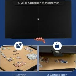 Just4Fun Puzzelmat Voor 800 - 1000 - 1250 Stukjes - 49cm X 85cm Puzzelbord - Puzzelmap Opbergsysteem Voor Legpuzzel Met Organiseer Vakjes - Portapuzzle -Exporteren puzzels winkel 550x589 3