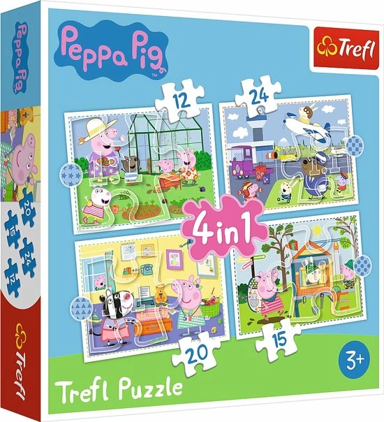 Trefl Peppa Pig 4-in-1 Puzzel - 12/15/20/24 Stukjes 3 Trefl Peppa Pig 4-in-1 Puzzel - 12/15/20/24 Stukjes