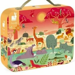 Janod Koffertje Met Puzzel 54 Stukken | Alimal Reserve -Exporteren puzzels winkel 550x608 1