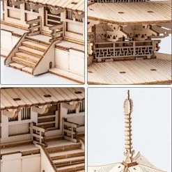 Rolife 3D DIY Houten Puzzel Vijf Verdiepingen Pagode Voor Volwassenen Tieners Model Kits Voor Volwassenen Om Te Bouwen, 275 Stuks -Exporteren puzzels winkel 550x700