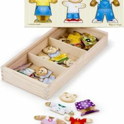 Melissa & Doug Mix 'n Match Houten Berenfamilie Om Aan Te Kleden Met Opslagdoos (45-delig)