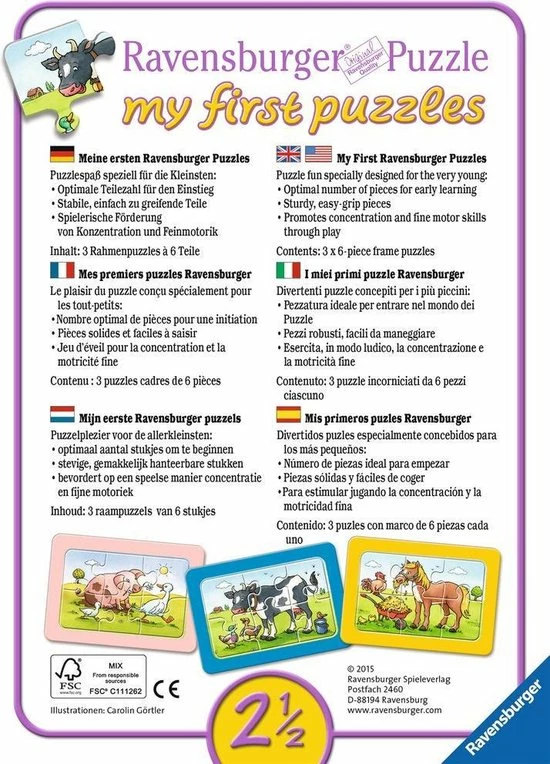 Ravensburger Graafmachine, Tractor En Kiepauto- My First Puzzels -3x6 Stukjes - Kinderpuzzel 4 Ravensburger Graafmachine, Tractor En Kiepauto- My First Puzzels -3x6 Stukjes - Kinderpuzzel - Afbeelding 2