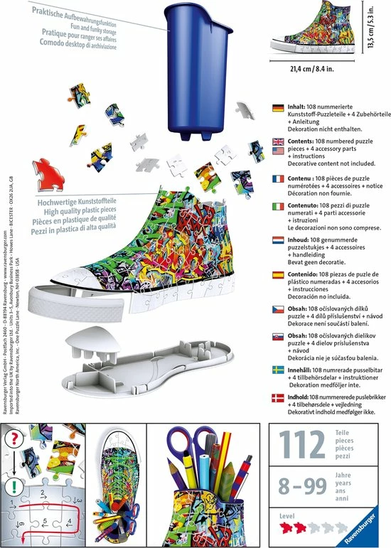 Ravensburger Sneaker Grafitti Print - 3D Puzzel - 108 Stukjes 8 Ravensburger Sneaker Grafitti Print - 3D Puzzel - 108 Stukjes - Afbeelding 6