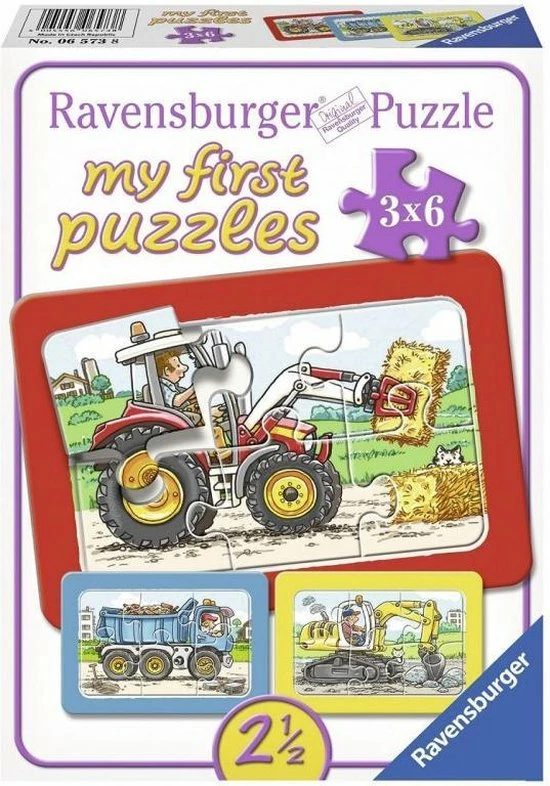 Ravensburger Graafmachine, Tractor En Kiepauto- My First Puzzels -3x6 Stukjes - Kinderpuzzel 10 Ravensburger Graafmachine, Tractor En Kiepauto- My First Puzzels -3x6 Stukjes - Kinderpuzzel - Afbeelding 8