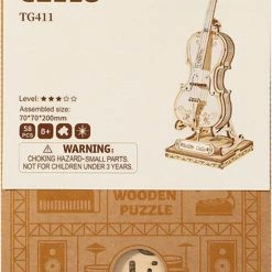 Robotime DIY 3D Houtenpuzzel Muziekinstrument Cello, TG411, 7x7x20cm - 6946785116809 -Exporteren puzzels winkel 550x817 2