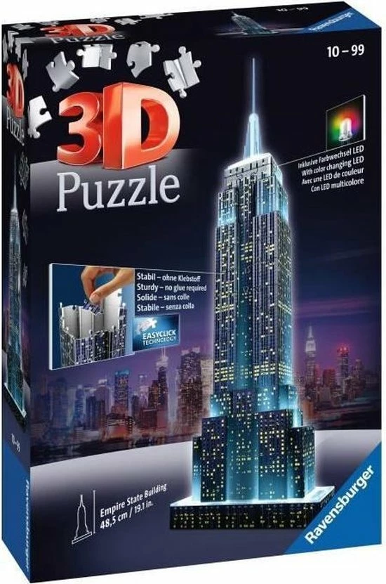 Ravensburger Empire State Building Night Edition - 3D Puzzel Gebouw Van 216 Stukjes 17 Ravensburger Empire State Building Night Edition - 3D Puzzel Gebouw Van 216 Stukjes - Afbeelding 15